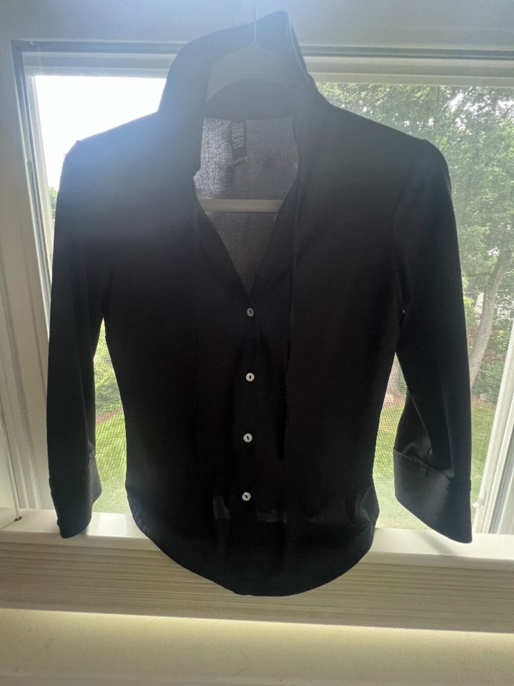 Laundry by Shelli Segal Black Button Down Top with Neck Tie - Size 2